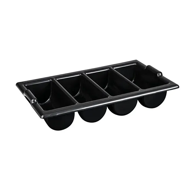 Cutlery Box - 4  Compartment Gastronorm Black 530 X 325 X 100mm