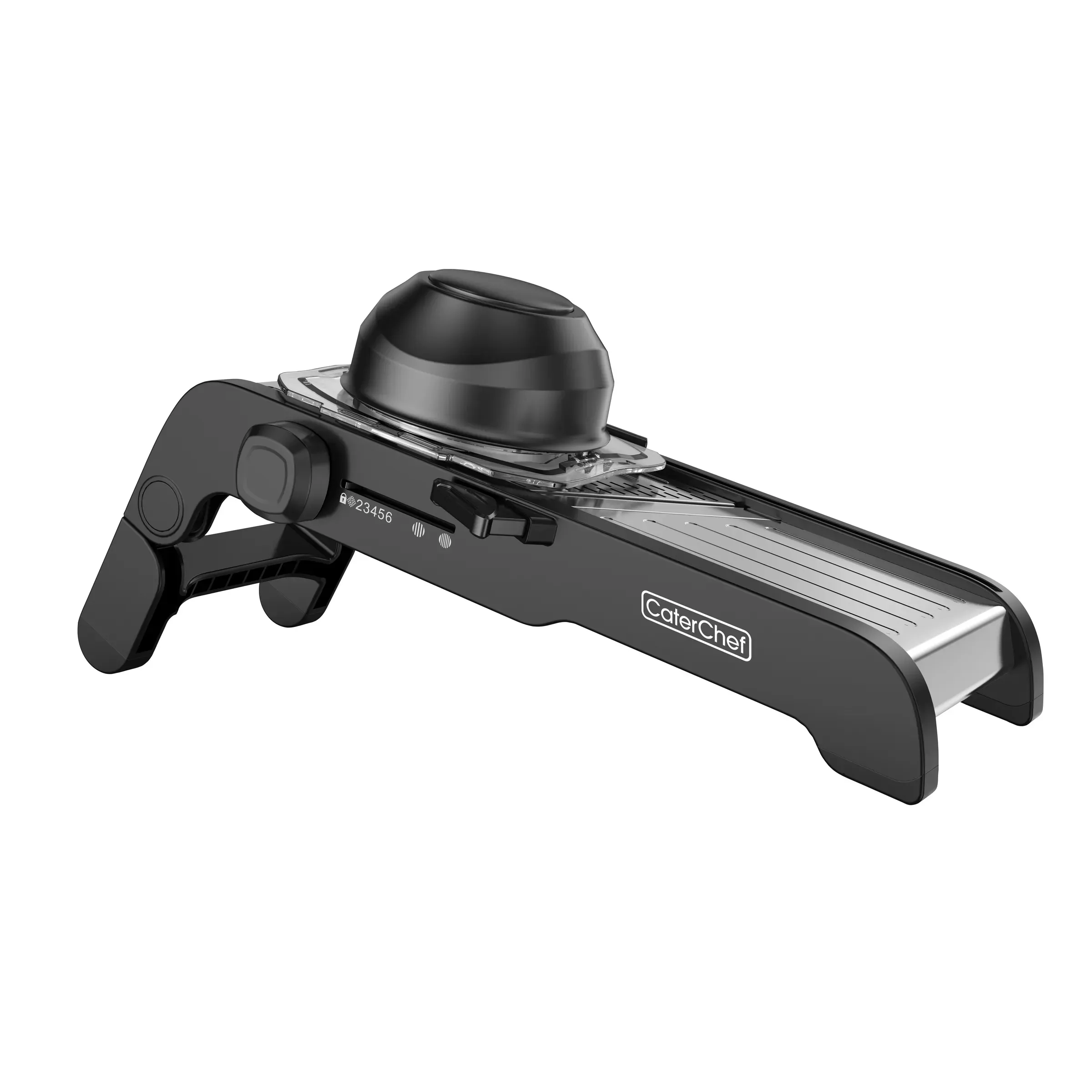 Mandolin Vegetable Slicer Plastic Black With Guard And Built In Blades