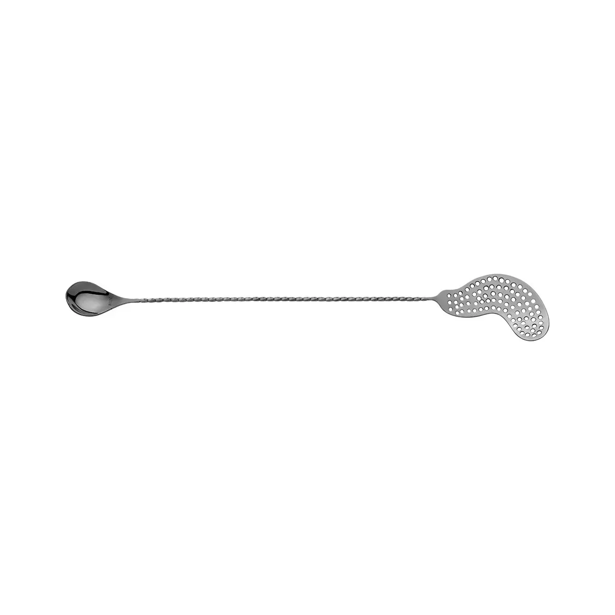 Bar Spoon with Strainer Stainless Steel Black — 390mm