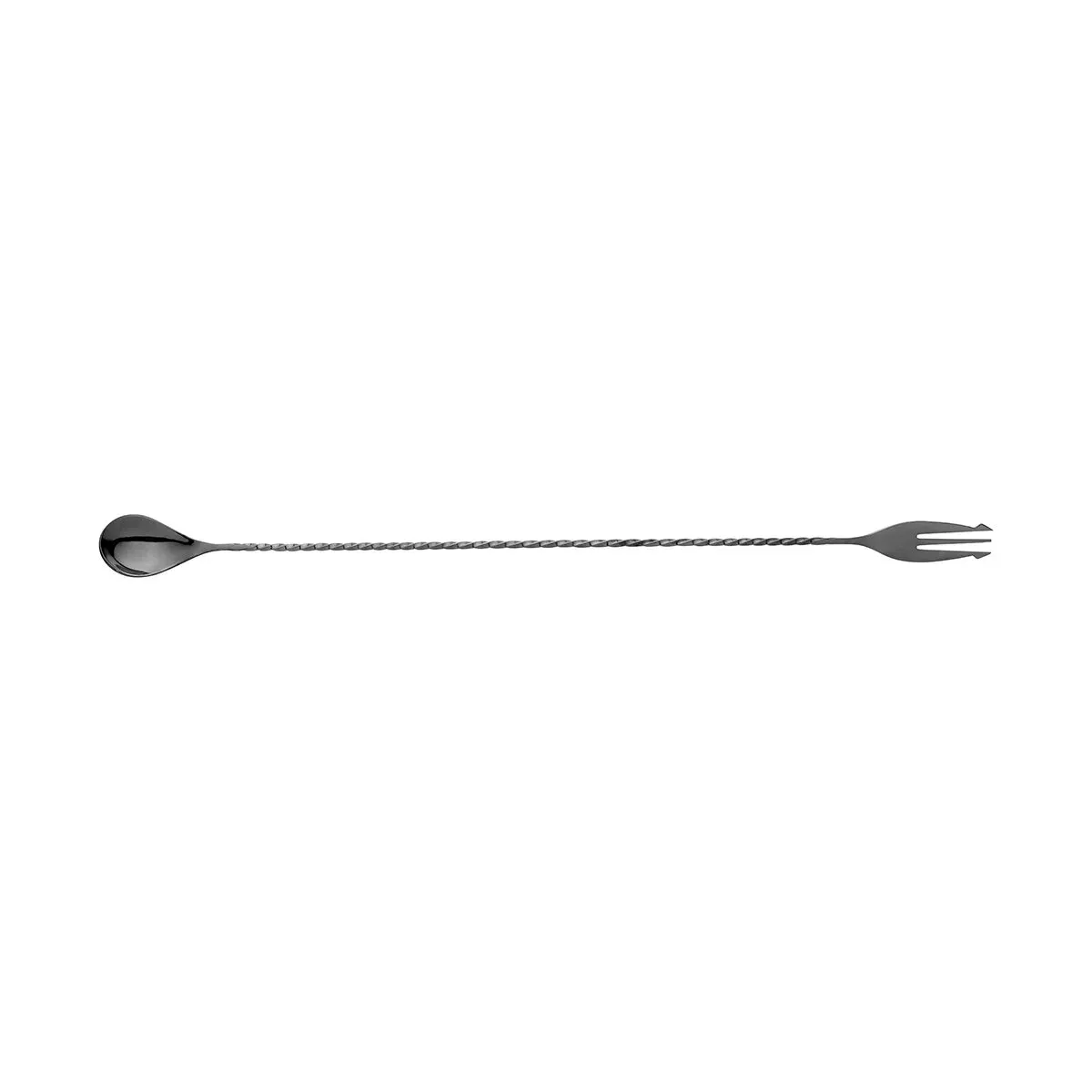 Bar Spoon with Fork Stainless Steel Black — 410mm