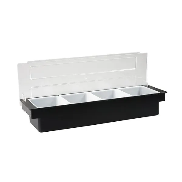 Condiment Dispenser-Plastic, Black, 4 Comp.
