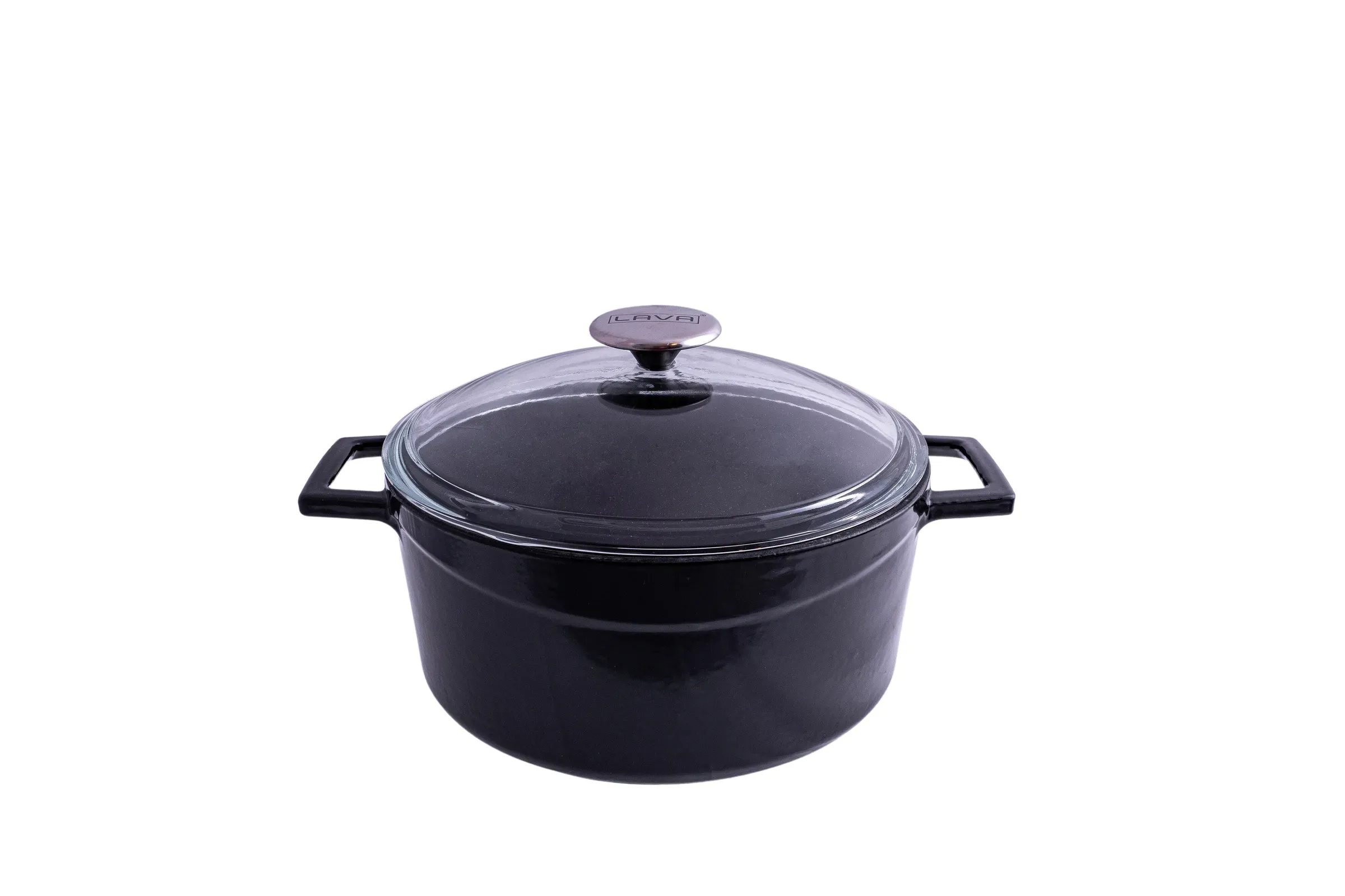 Glaze Round Casserole with Glass Lid (4.5L) - Black