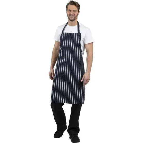 Whites Butchers Stripe Bib Apron Blue/White