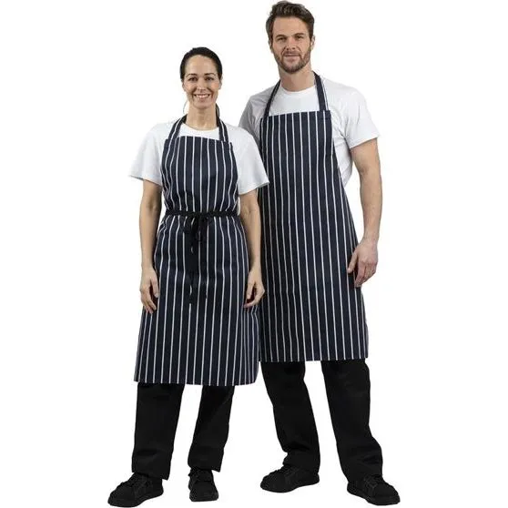 Whites Butchers Stripe Bib Apron Blue/White