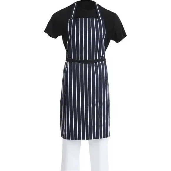 Bib Apron Butcher Stripe Blue White — 28-38in