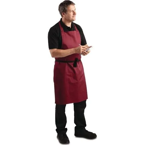 Whites Bib Apron Polycotton Burgundy