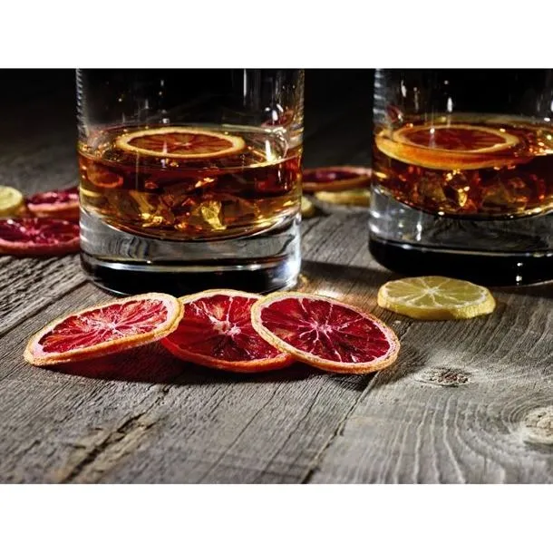 Waring Commercial Dehydrator in-use scene showing dried citrus garnishes and iced drinks