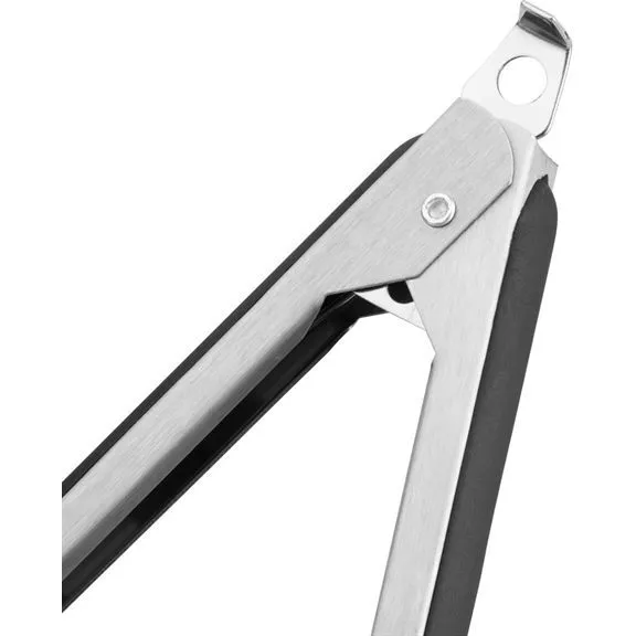 23cm Black Silicone Head Stainless Steel Tongs view 5