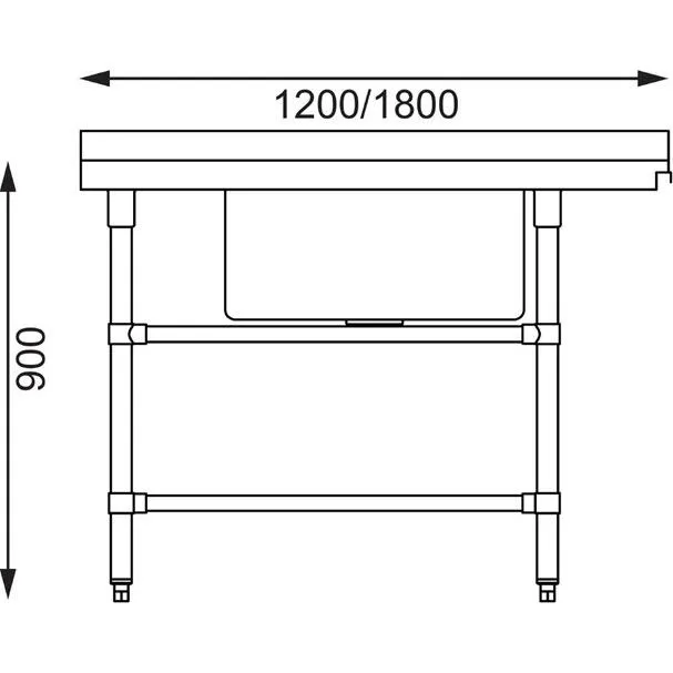 Vogue Dishwasher Inlet Table With Sink (90mm Outlet) - 1800x700x960mm L/H