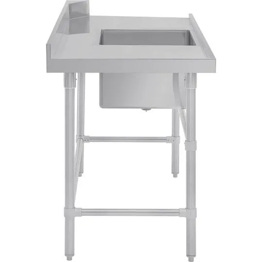 Vogue Dishwasher Inlet Table With Sink (90mm Outlet) - 1800x700x960mm L/H view 7