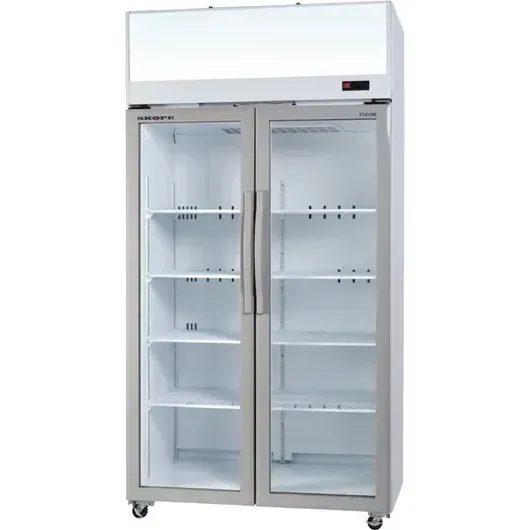 Skope Top Mount Two Glass Door Upright Merchandiser Refrigerator White (direct)