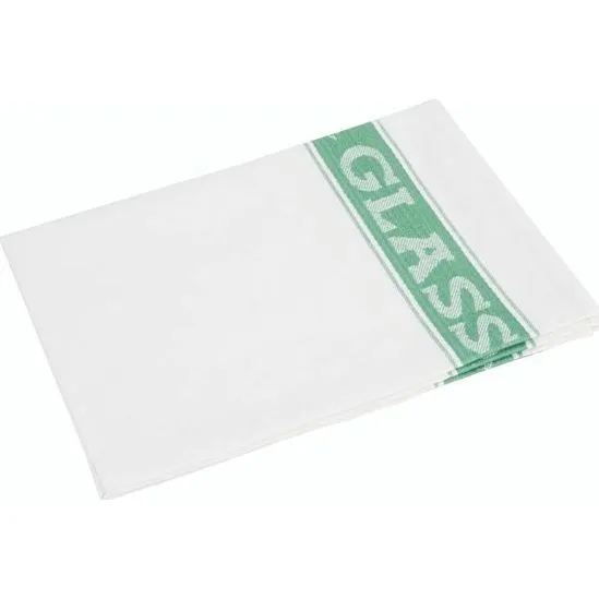 Vogue Glass Cloth Linen Union Green Border - 760x510mm 30x20"