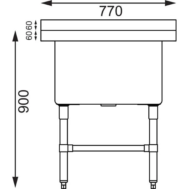 Vogue St/St Deep Pot Sink - 770mm (w) X 600mm (d)  (90mm Drain)
