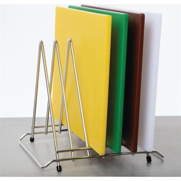 Hygiplas Chopping Board Rack Triangle St/St ; 6x 30mm Slots view 4