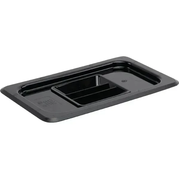 Vogue Black Polycarbonate Gn Lid - 1/4 view 2