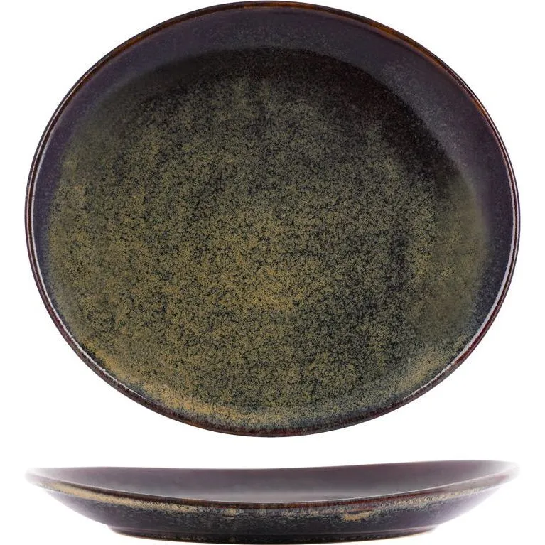 Artistica Reactive Brown Oval Plate 250x220mm