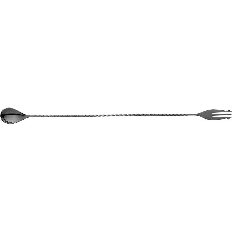 Bar Spoon with Fork Stainless Steel Black — 410mm