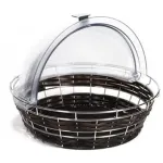 Bread Basket Polyrattan Round Dark Brown with Frame — 400mm