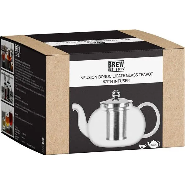 Brew Infusion Glass Teapot W/Filter & Abs Knob 800ml