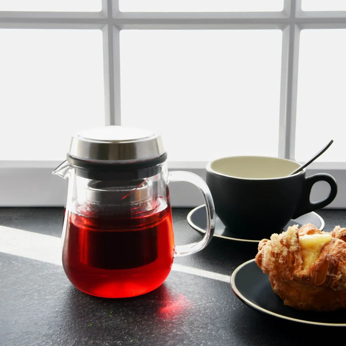 Brew Infusion Glass Teapot W/Filter & S/S Lid 600ml