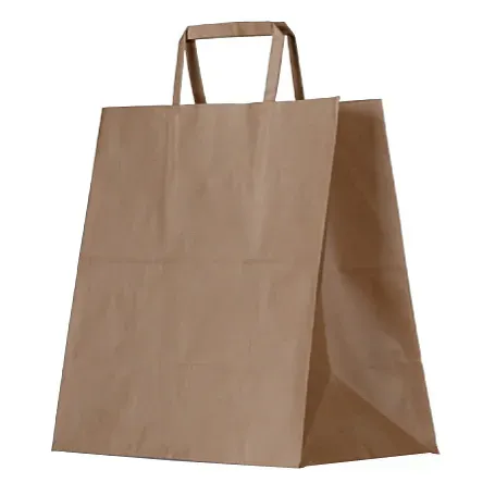 Brown Kraft Bag Flat Paper Handle Takeaway 250pc/ctn