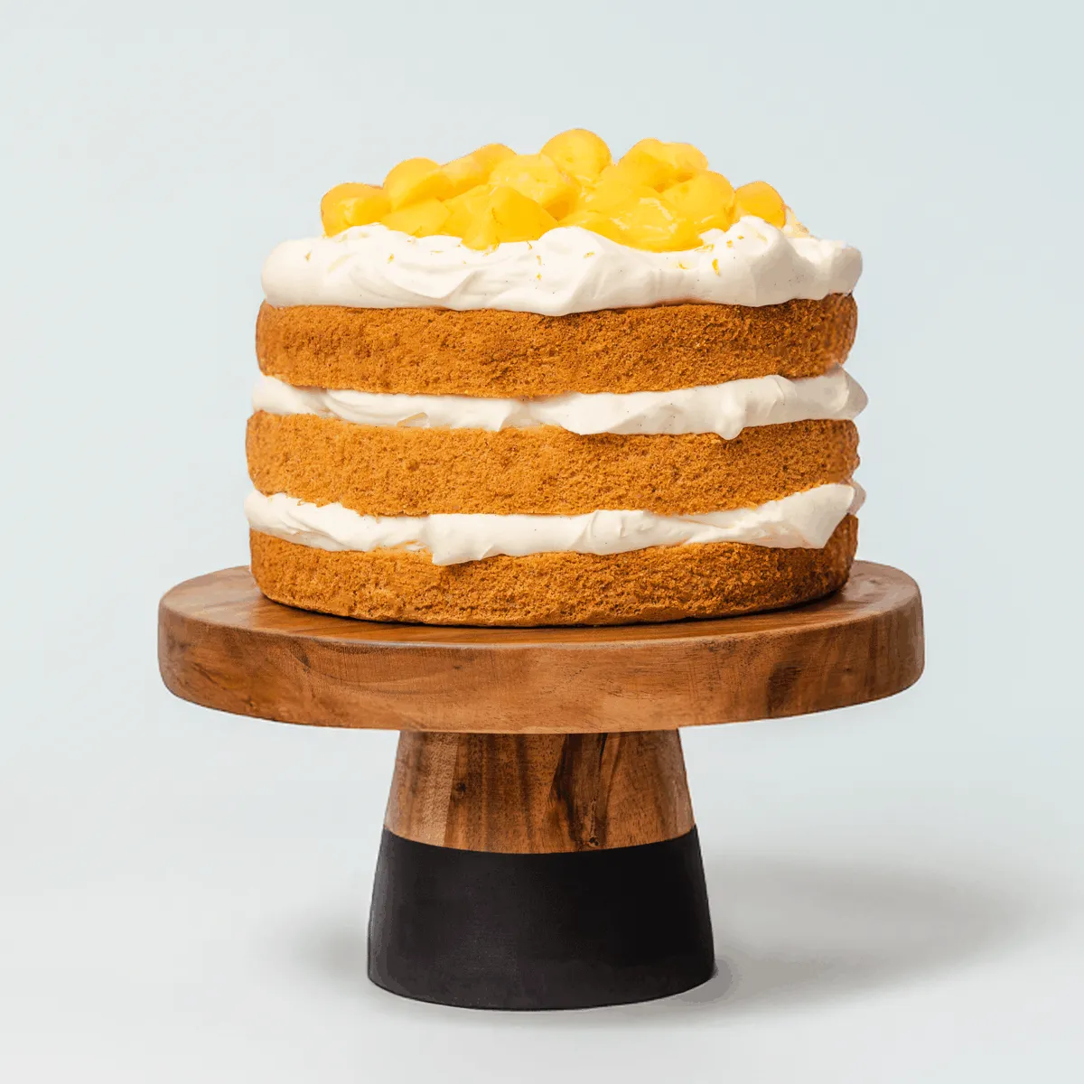 Cake Stand Round Acacia Black Border — 200x140mm