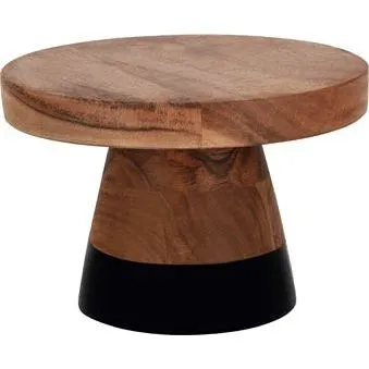 Cake Stand Round Acacia Black Border — 200x140mm