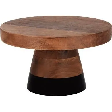 Cake Stand Round Acacia Black Border — 230x140mm