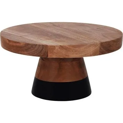 Cake Stand Round Acacia Black Border — 250x140mm
