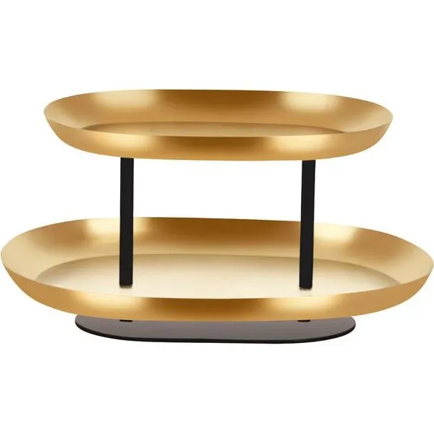 Chef Inox 2-Tier Seafood Stand Ss/Iron 380x260x195mm Brass