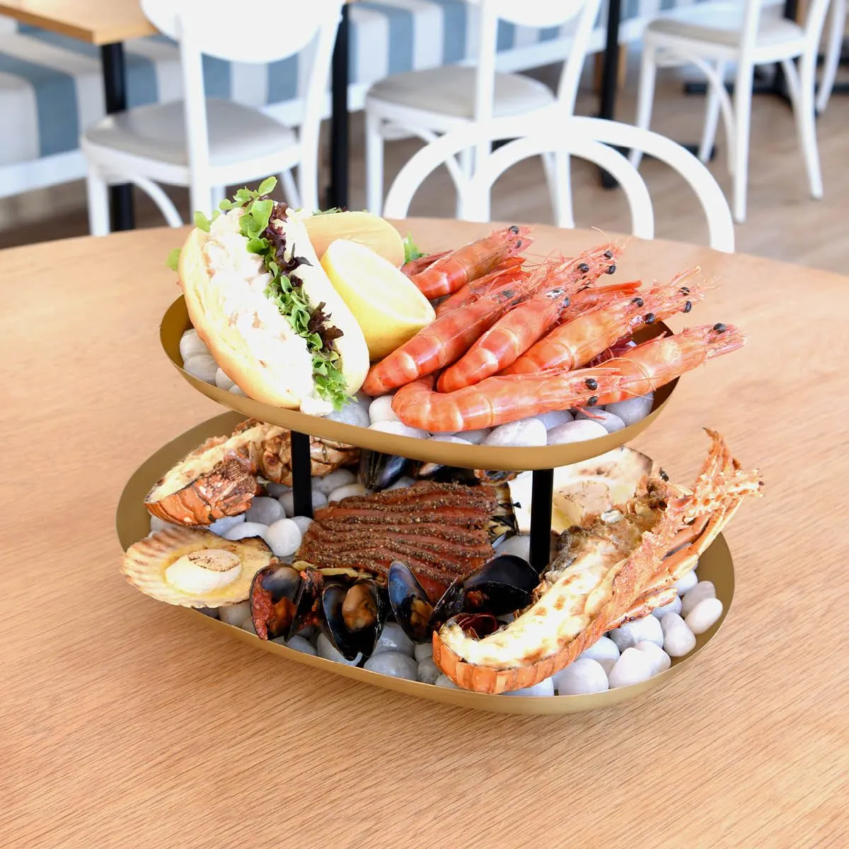 Chef Inox 2-Tier Seafood Stand Ss/Iron 380x260x195mm Brass
