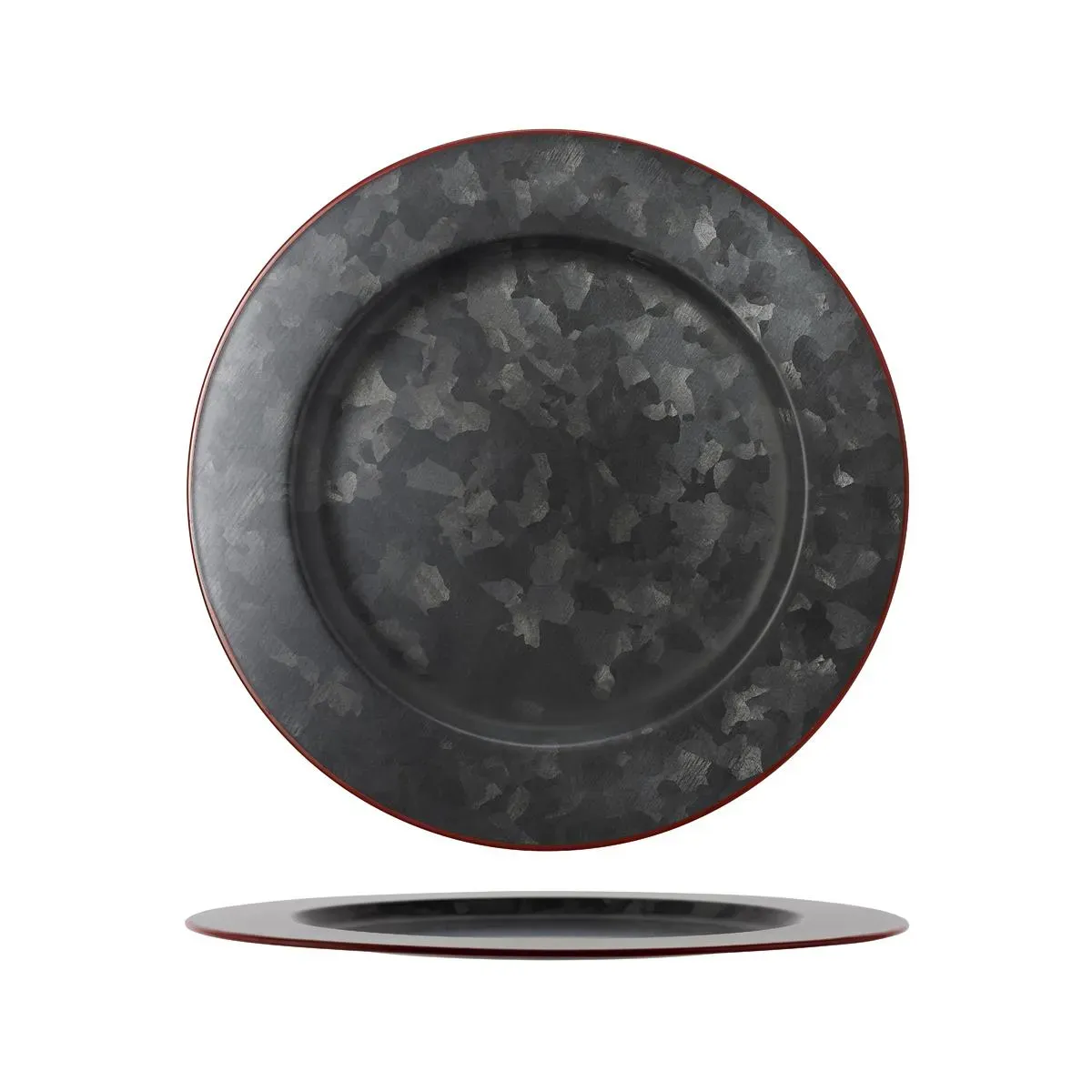Chef Inox Coney Is Galv Black Round Plate Wide Rim 280mm Red