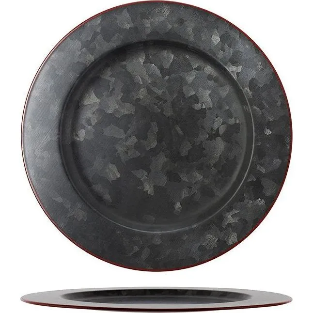 Chef Inox Coney Is Galv Black Round Plate Wide Rim 230mm Red