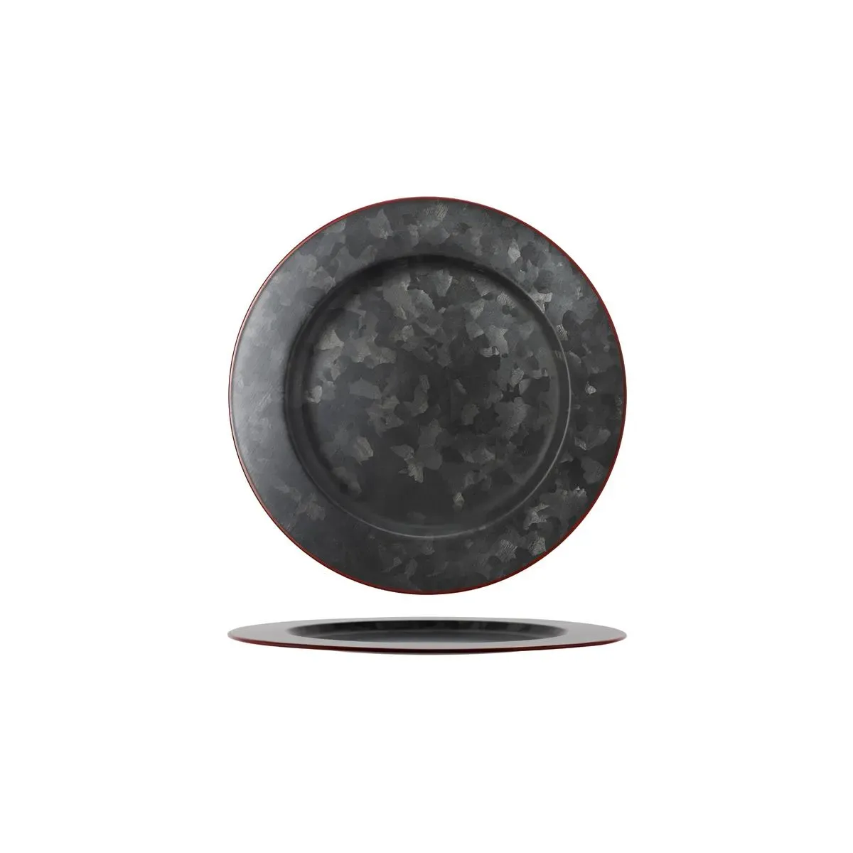 Chef Inox Coney Is Galv Black Round Plate Wide Rim 230mm Red