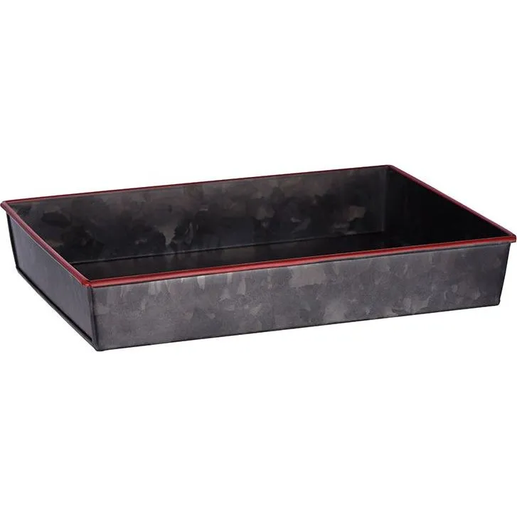 Chef Inox Coney Is Galv Blk Rect Tray Flare 270x190x45mm Red