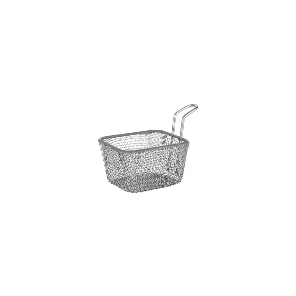 Chef Inox Rect Serving Basket W/Lng Hdl Wire 130x110x80mm