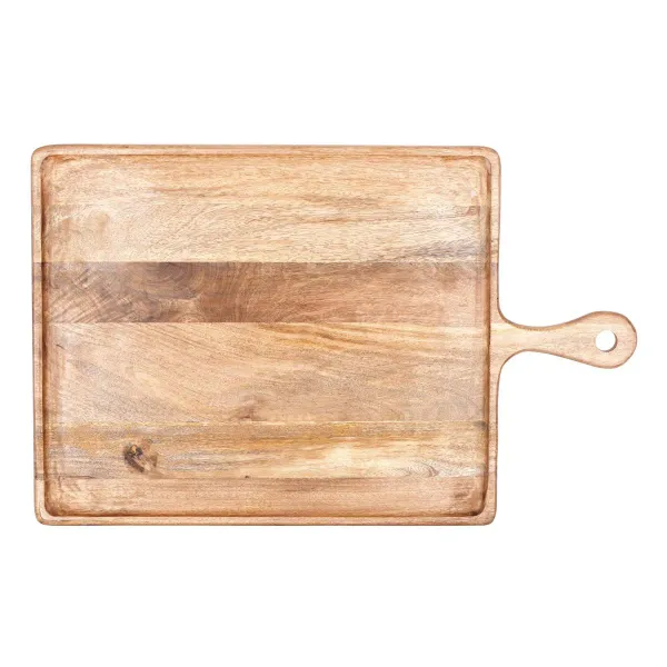 Chef Inox Rect Serving Board W/Hdl Mangowd 520x440x20mm Nat