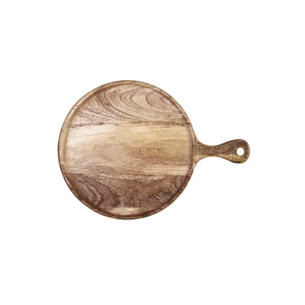 Chef Inox Rnd Serving Board W/Hdl Mangowood 570x20mm Nat