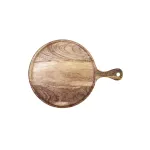Chef Inox Rnd Serving Board W/Hdl Mangowood 570x20mm Nat