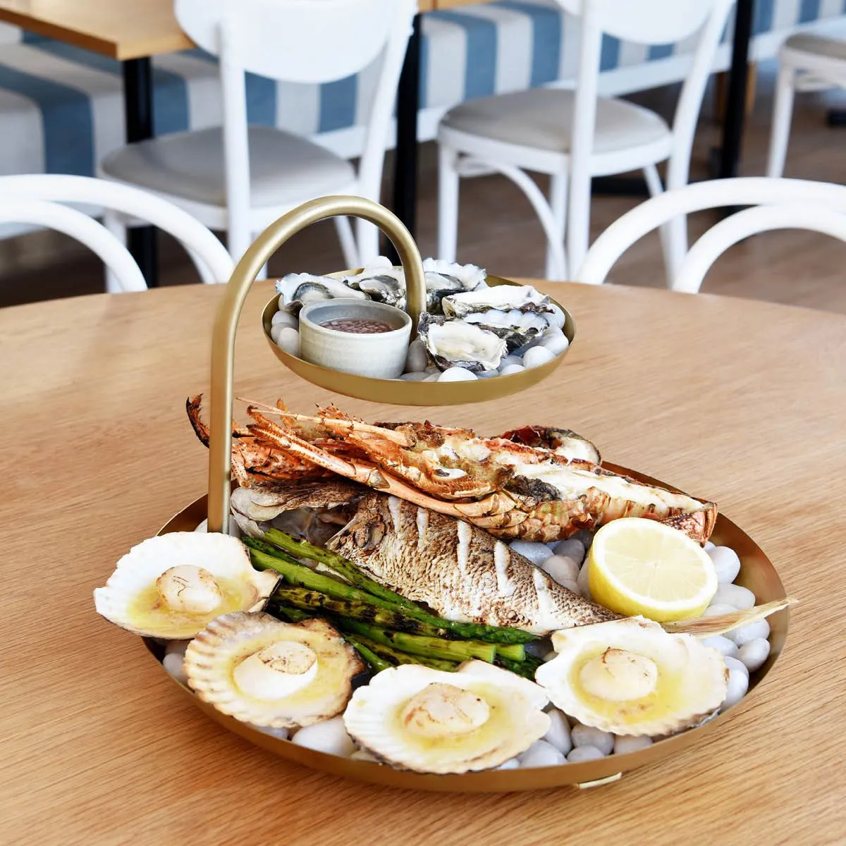 Chef Inox Round 2-Tier Seafood Stand S/S 360x360x240mm Brass