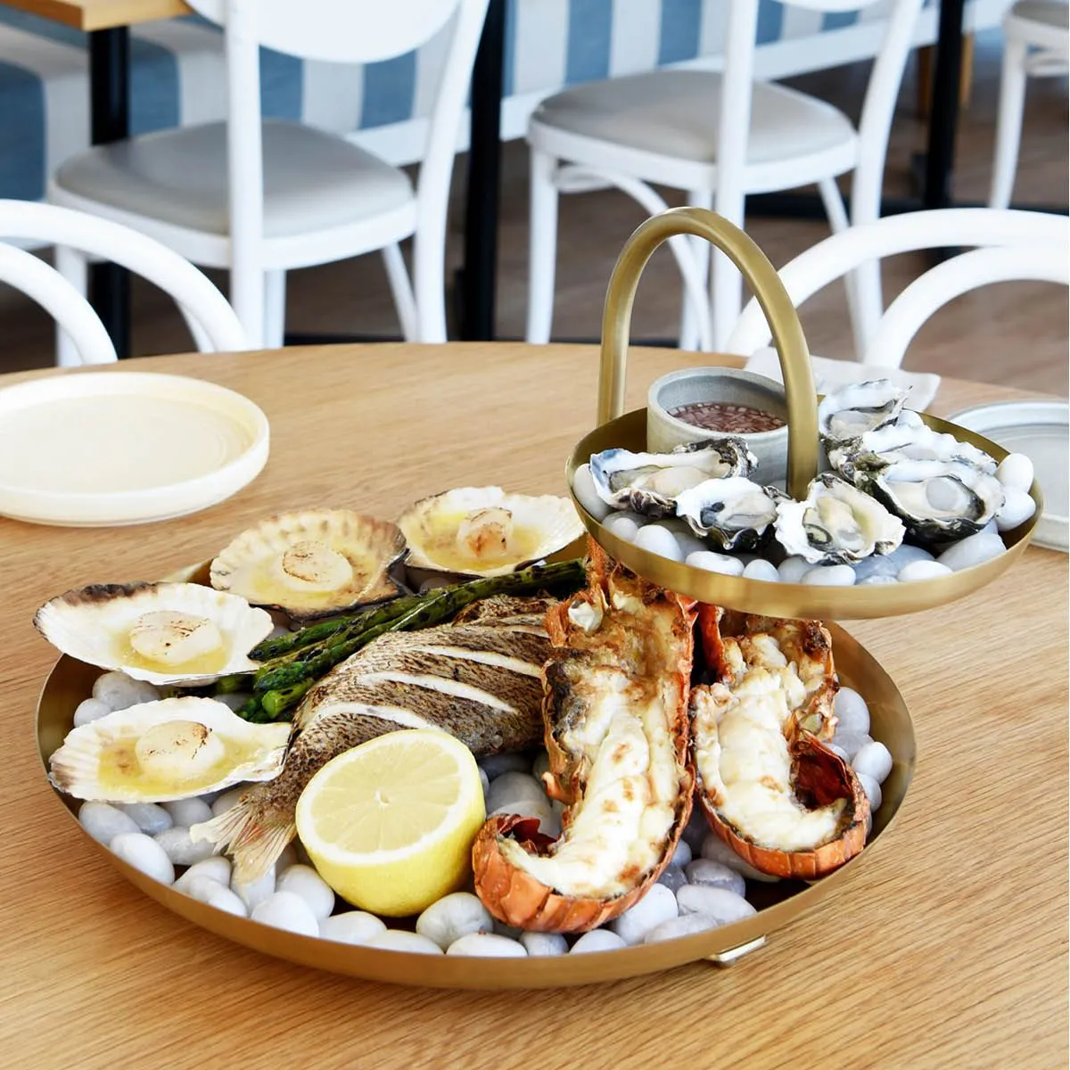 Chef Inox Round 2-Tier Seafood Stand S/S 360x360x240mm Brass