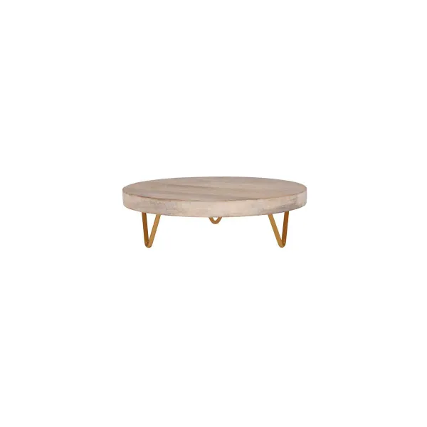 Display Stand Round White Melamine Wood Metal Legs — 300x90mm