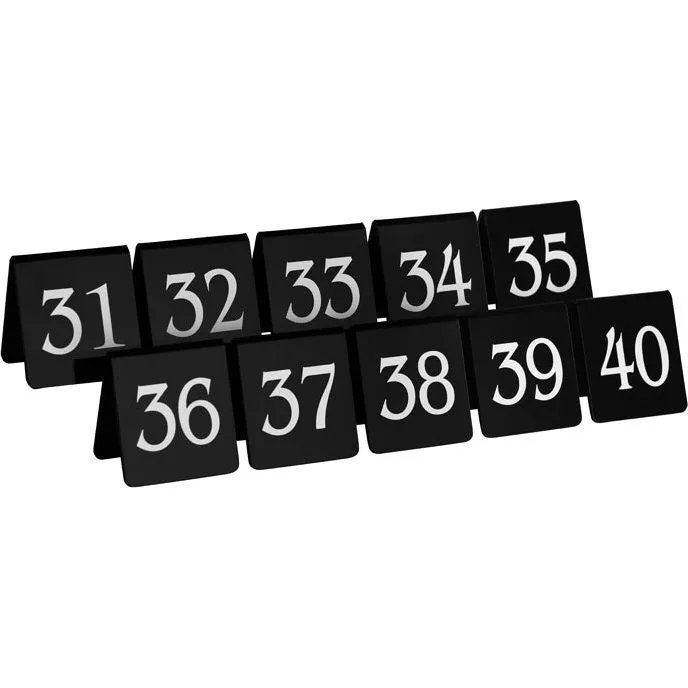 Chef Inox Table Number Set White On Black 75x55mm 31-40
