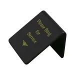 Chef Inox Table Sign: "please Ring For Service" Gold On Blk