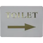 Chef Inox Wall Sign: "toilet/Right Arrow" Gold On Whi