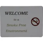 Chef Inox Wall Sign:"welcome To A Smoke Free En" Gold On Whi