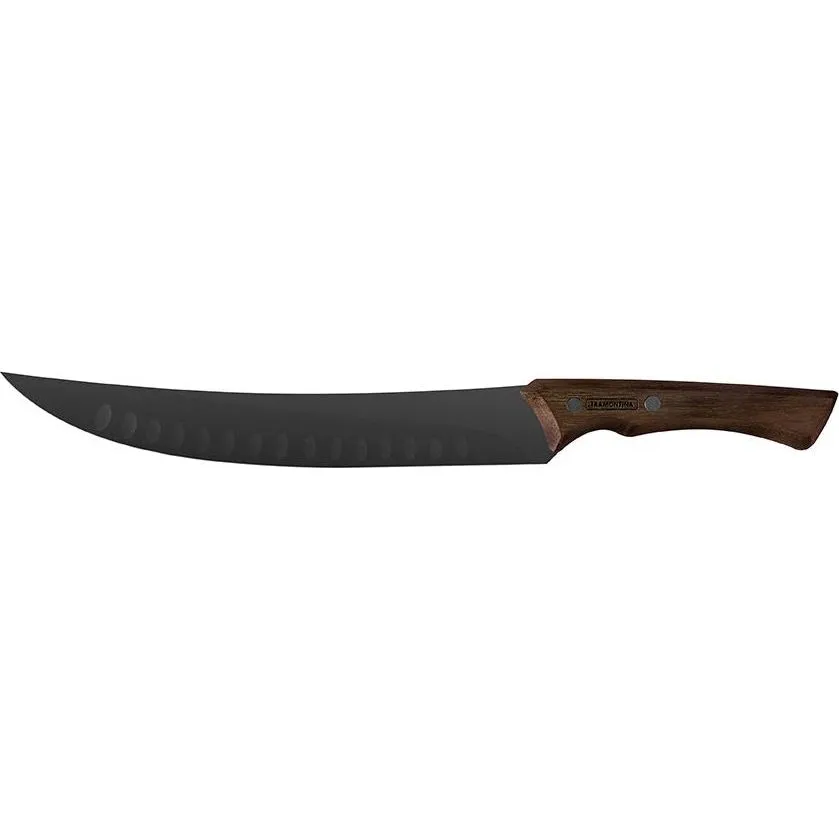 Churrasco Black Curved Butcher Knife S/S W/Wood Hdl10"/240mm