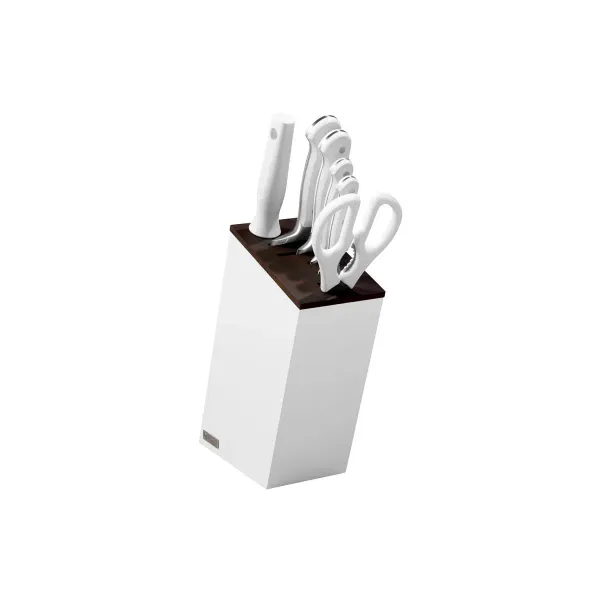 Classic White Knife Block Set with Bread 7pc
