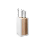 Classic White Knife Block Set with Santoku 6pc
