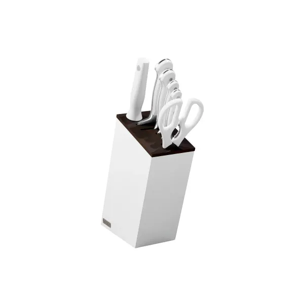 Classic White Knife Block Set with Santoku 7pc